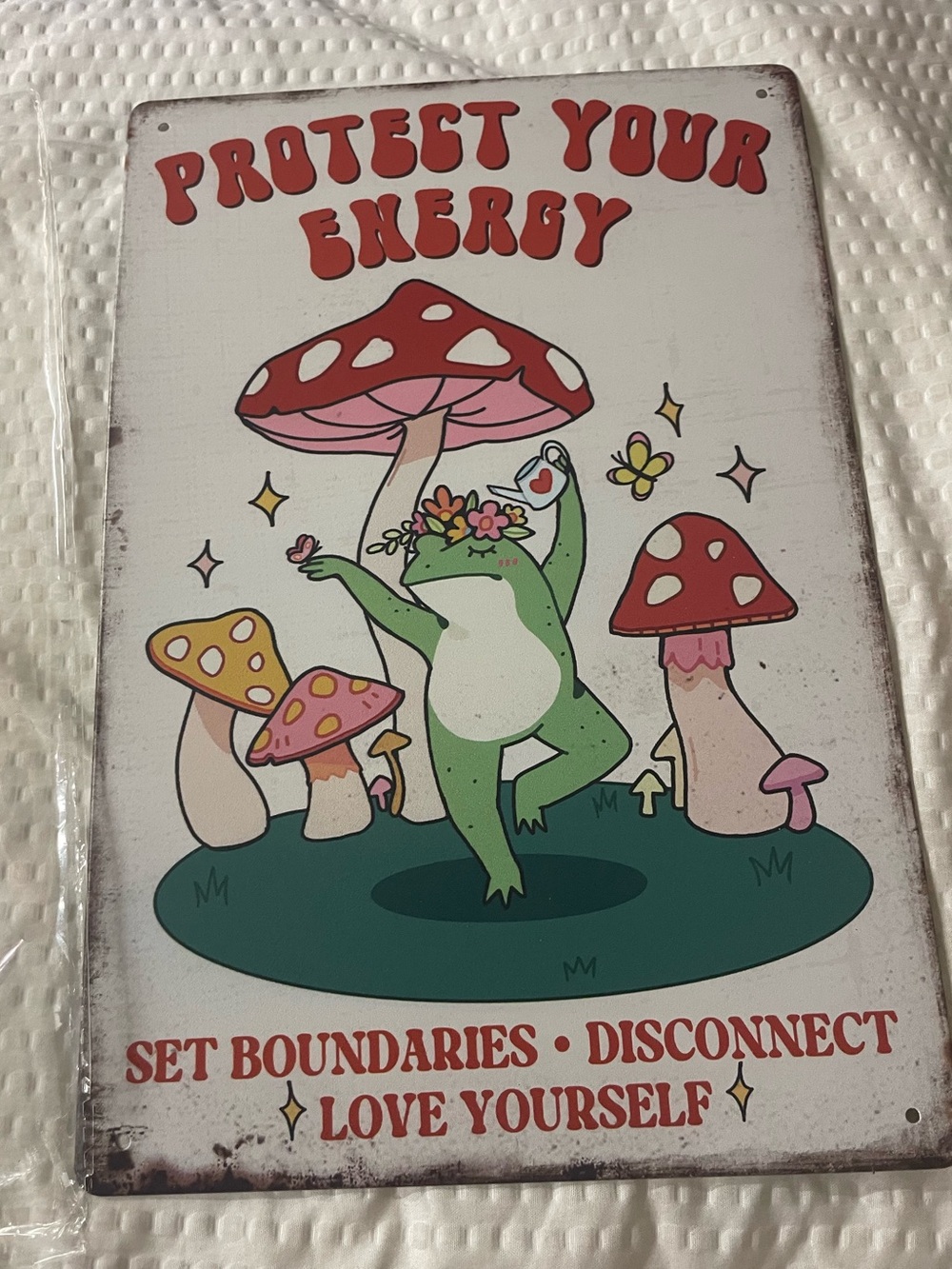 Protect Your Energy Frog Mushroom Wall Art - Green